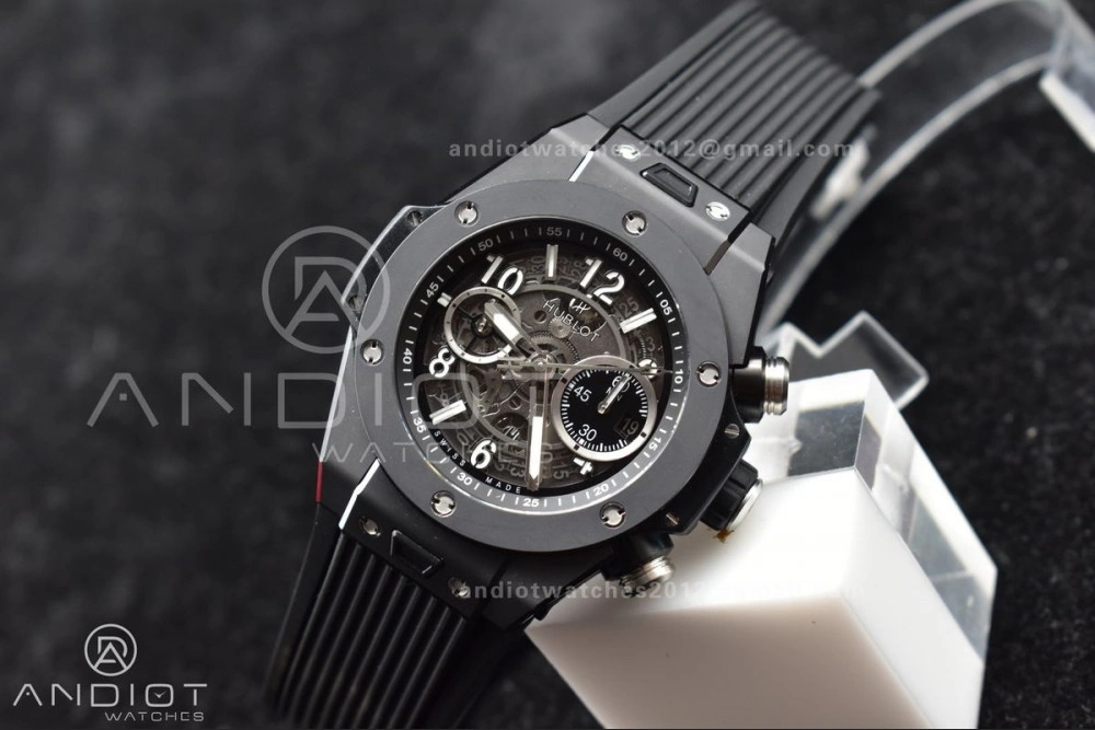 Hublot Big Bang Unico Titanium ZF 1:1 Best Edition Black Skeleton Dial On Black Rubber Strap A1280