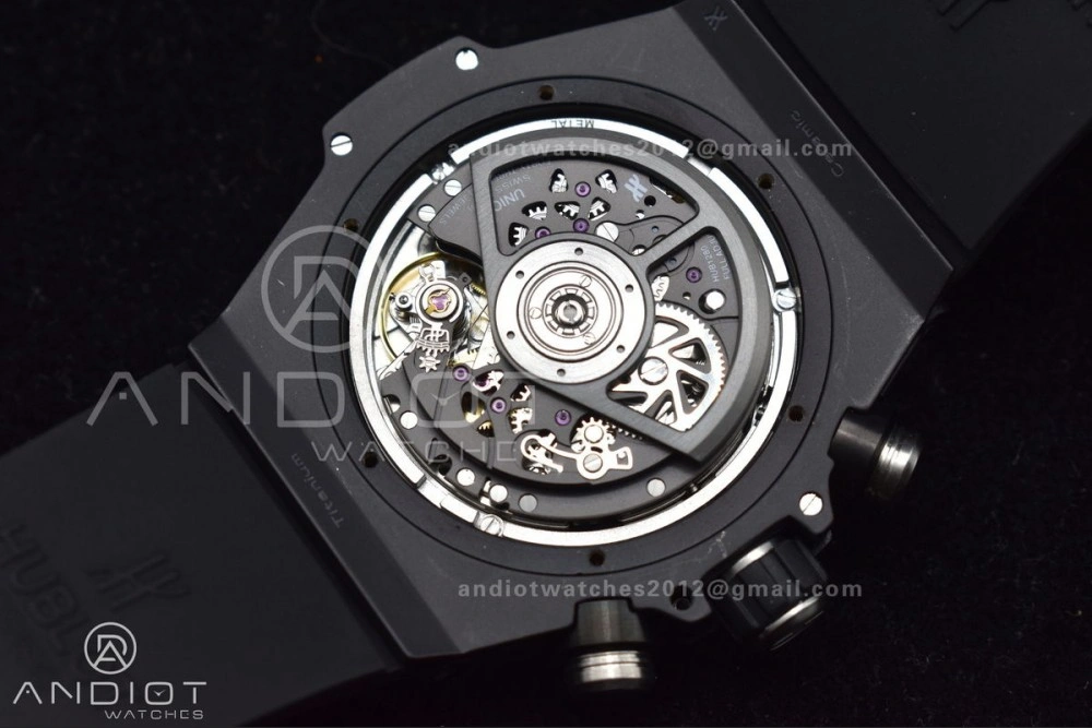 Hublot Big Bang Unico Titanium ZF 1:1 Best Edition Black Skeleton Dial On Black Rubber Strap A1280