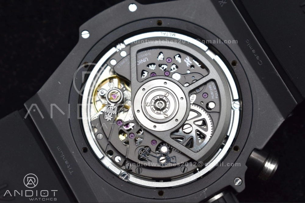 Hublot Big Bang Unico Titanium ZF 1:1 Best Edition Black Skeleton Dial On Black Rubber Strap A1280
