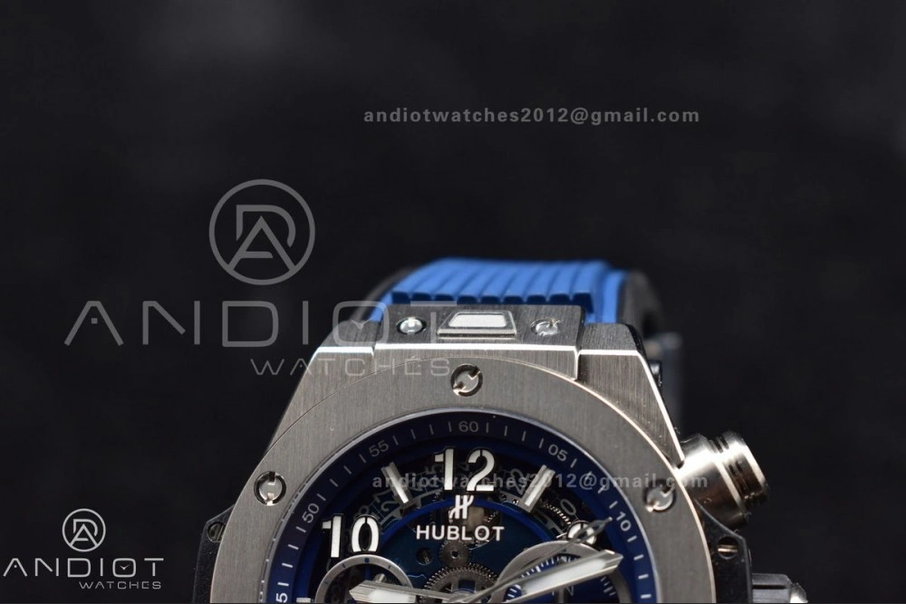 Hublot Big Bang Unico Titanium ZF 1:1 Best Edition Blue Skeleton Dial on Blue Rubber Strap A1280