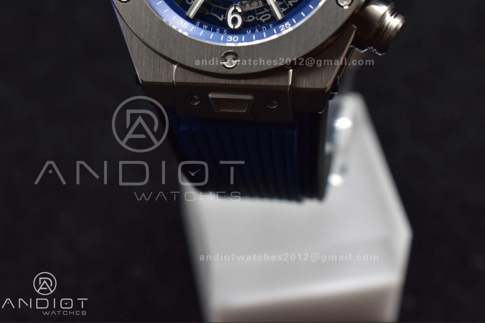 Hublot Big Bang Unico Titanium ZF 1:1 Best Edition Blue Skeleton Dial on Blue Rubber Strap A1280