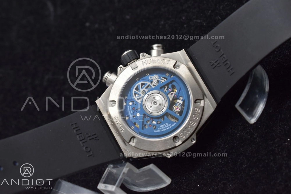 Hublot Big Bang Unico Titanium ZF 1:1 Best Edition Blue Skeleton Dial on Blue Rubber Strap A1280