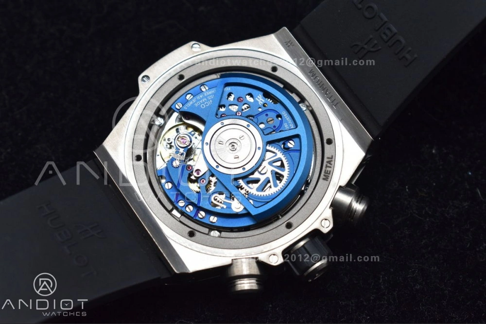 Hublot Big Bang Unico Titanium ZF 1:1 Best Edition Blue Skeleton Dial on Blue Rubber Strap A1280