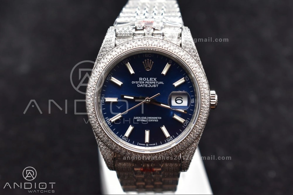 JDF 41mm Best Version Diamond DateJust Blue Stick Markers