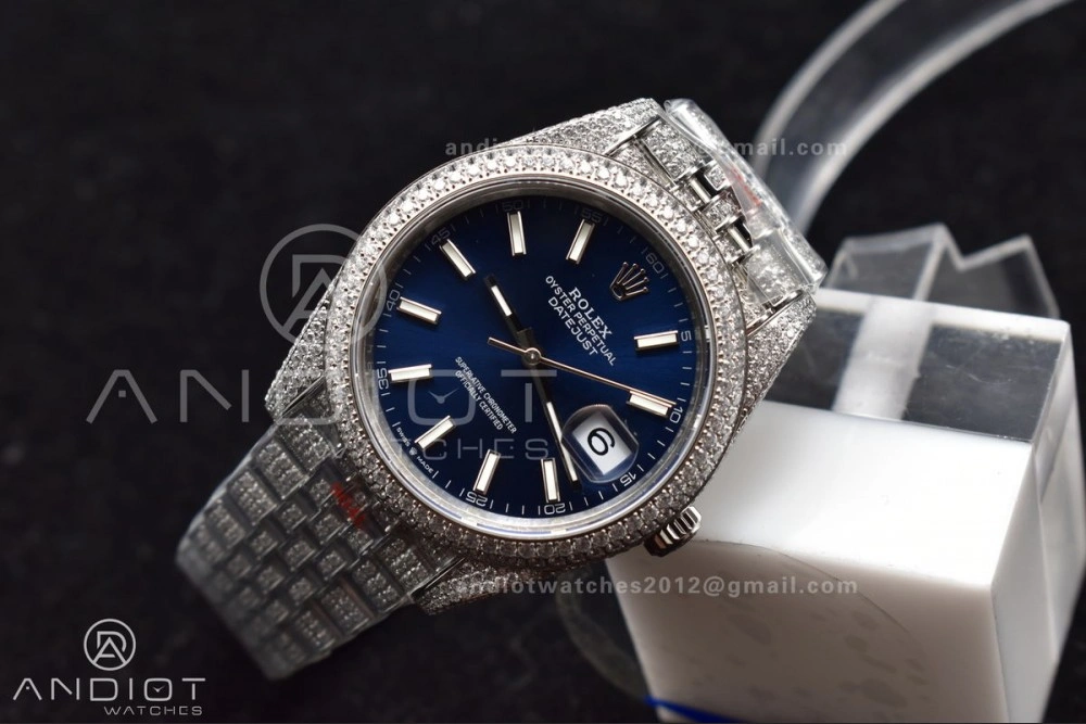 JDF 41mm Best Version Diamond DateJust Blue Stick Markers