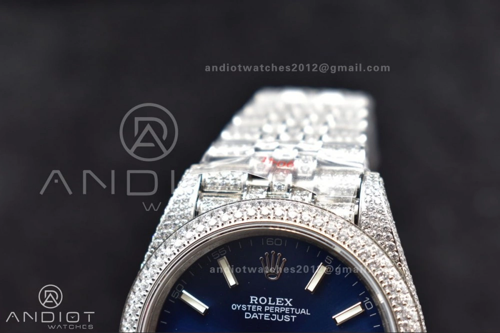 JDF 41mm Best Version Diamond DateJust Blue Stick Markers