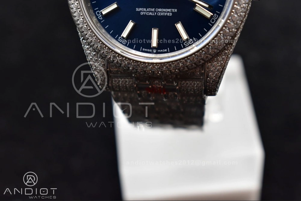 JDF 41mm Best Version Diamond DateJust Blue Stick Markers