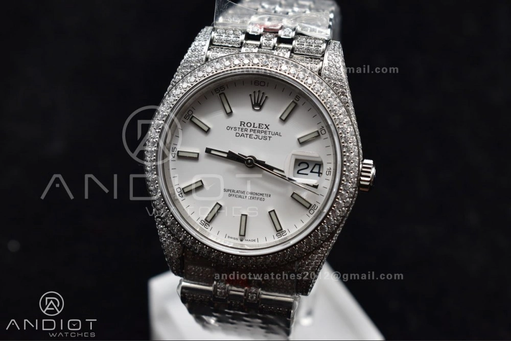 JDF 41mm Best Version Diamond DateJust White Stick Markers