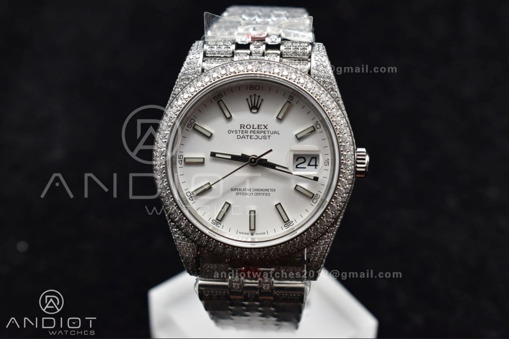JDF 41mm Best Version Diamond DateJust White Stick Markers