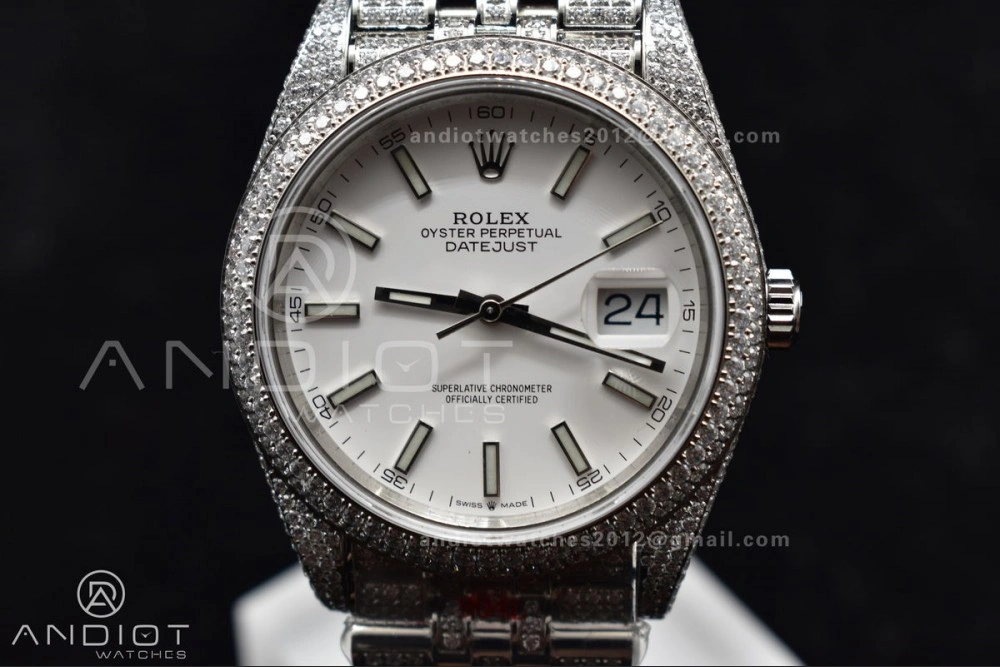 JDF 41mm Best Version Diamond DateJust White Stick Markers