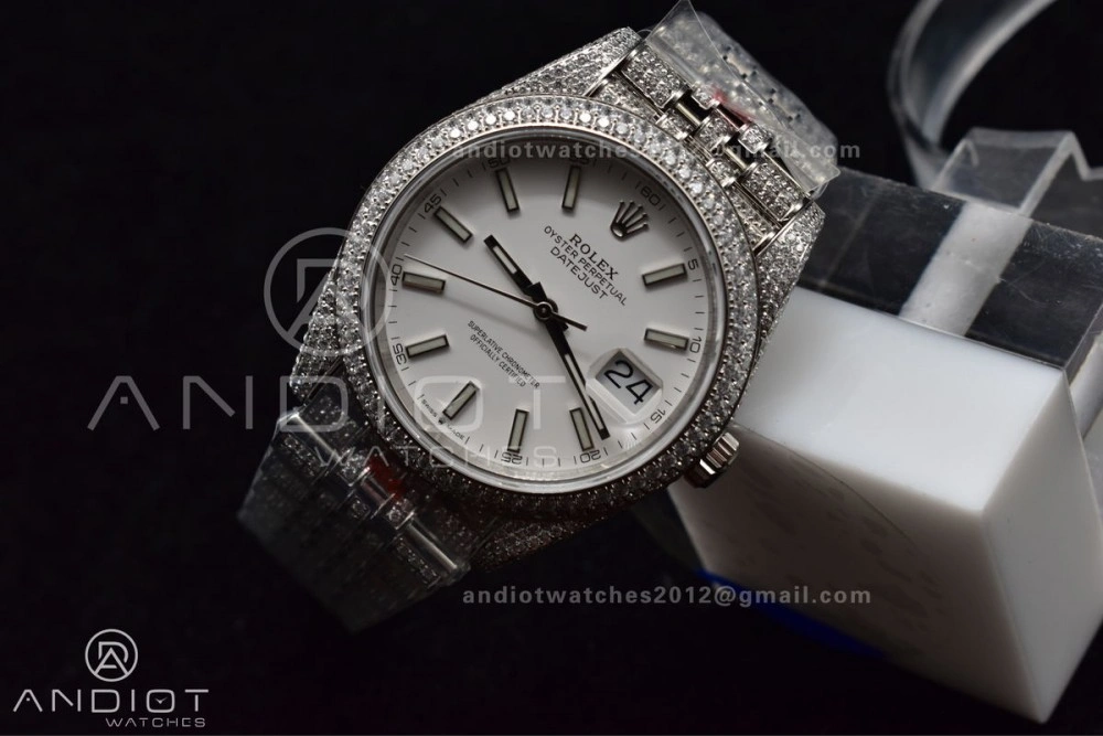 JDF 41mm Best Version Diamond DateJust White Stick Markers