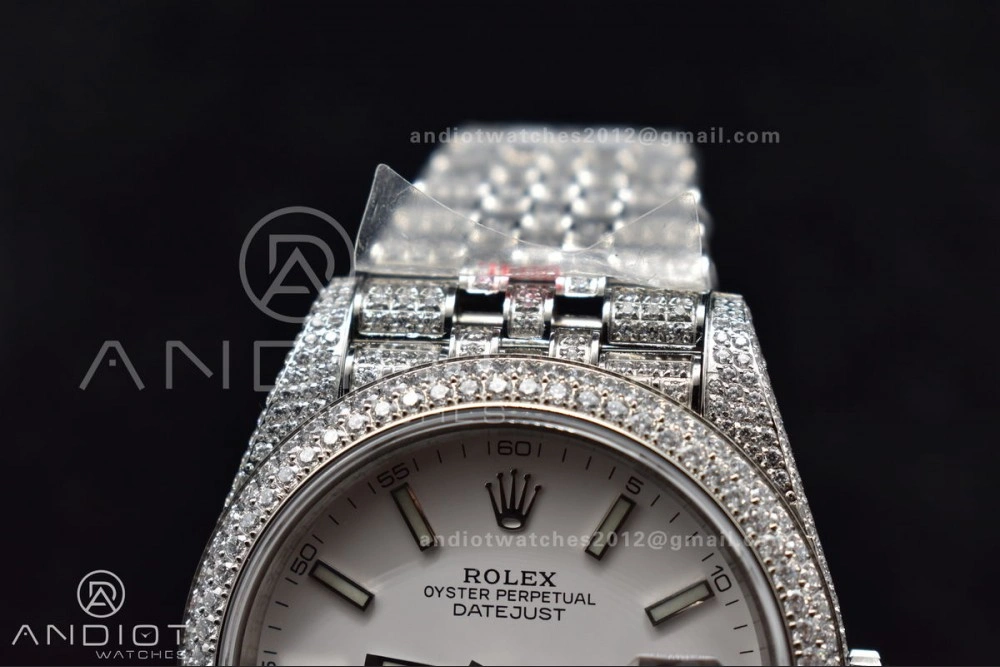 JDF 41mm Best Version Diamond DateJust White Stick Markers