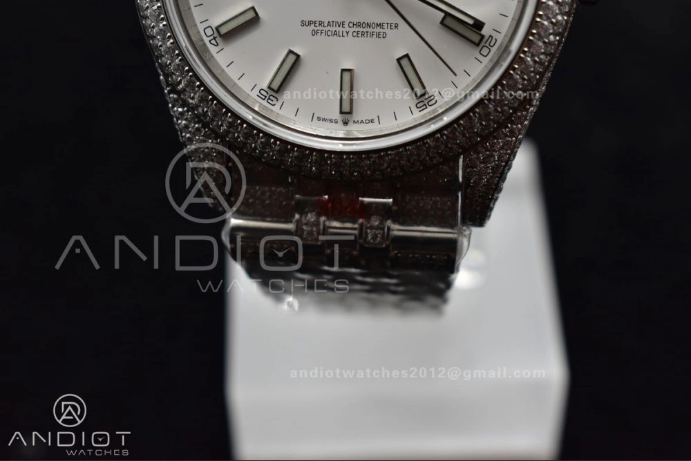 JDF 41mm Best Version Diamond DateJust White Stick Markers