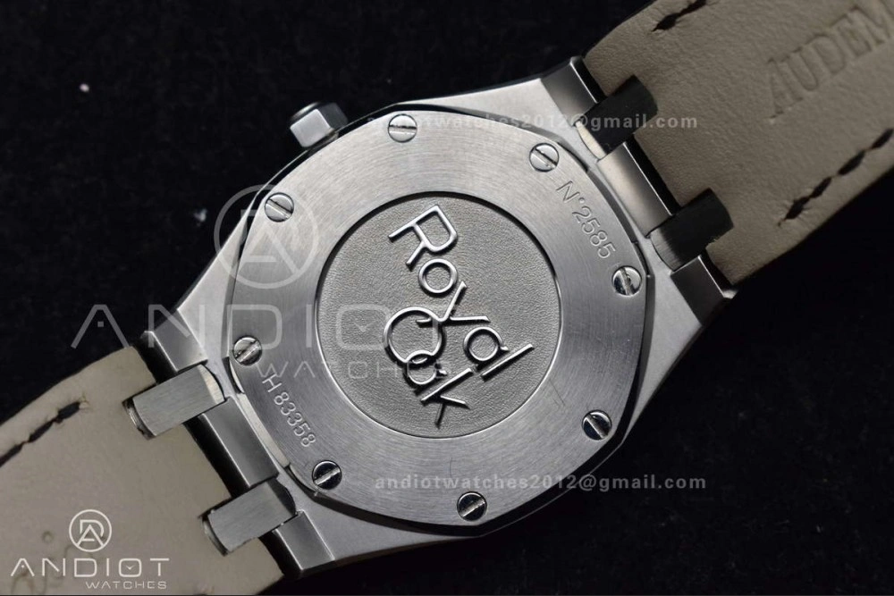 Lady Royal Oak 33mm 67651 SS Diamond Bezel V7F 1:1 Black Textured Dial On Stainless Strap Ronda Quartz