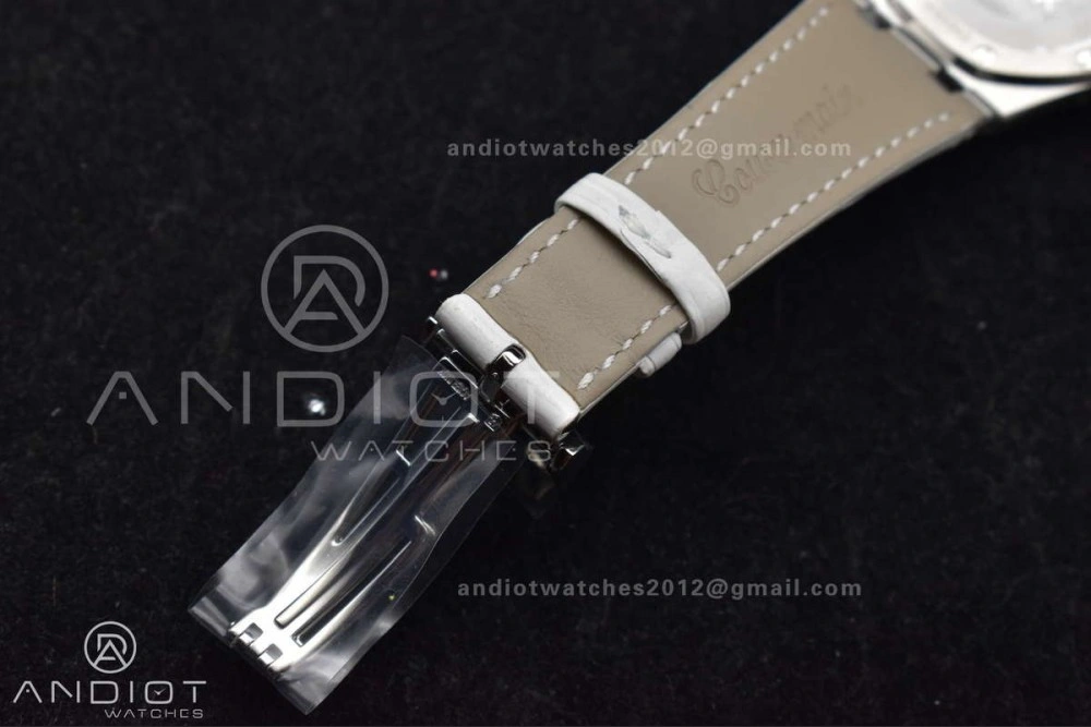 Lady Royal Oak 33mm 67651 SS Diamond Bezel V7F 1:1 White Textured Dial On White Croco Leather Strap Ronda Quartz to AP Cal.2713