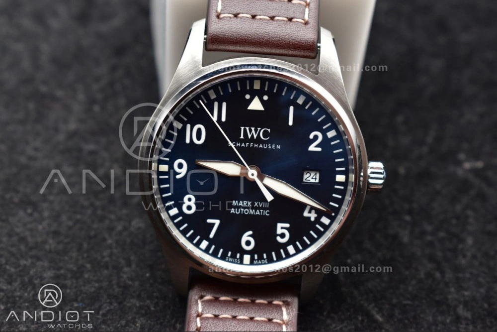 Mark XVIII IW327006 Titanium V7F 1:1 Best Edition BlueDial on Brown Leather Strap A2892