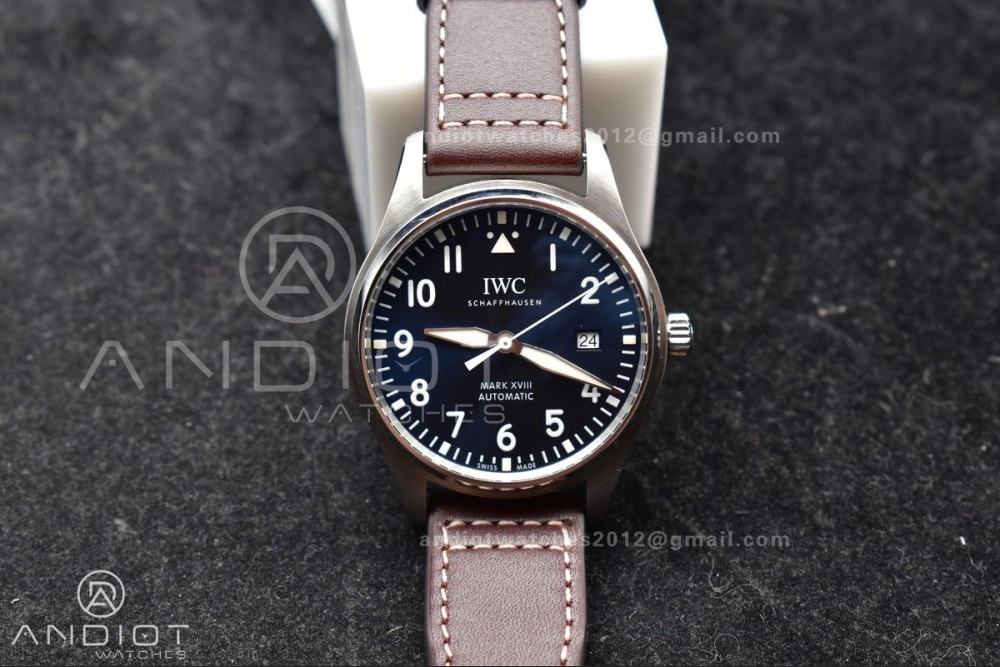 Mark XVIII IW327006 Titanium V7F 1:1 Best Edition BlueDial on Brown Leather Strap A2892