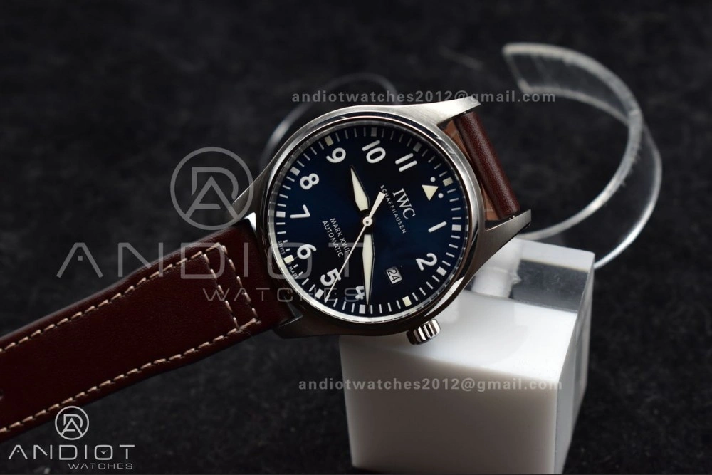 Mark XVIII IW327006 Titanium V7F 1:1 Best Edition BlueDial on Brown Leather Strap A2892