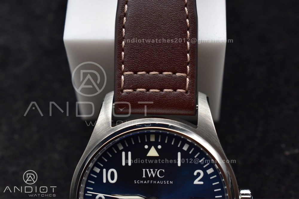 Mark XVIII IW327006 Titanium V7F 1:1 Best Edition BlueDial on Brown Leather Strap A2892