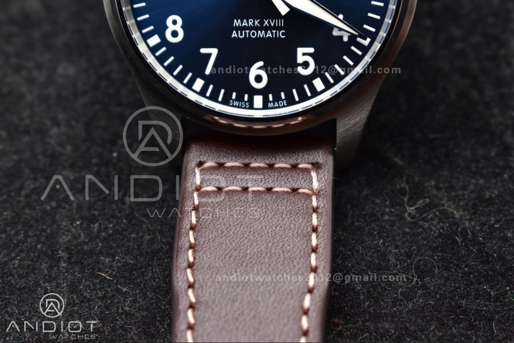 Mark XVIII IW327006 Titanium V7F 1:1 Best Edition BlueDial on Brown Leather Strap A2892