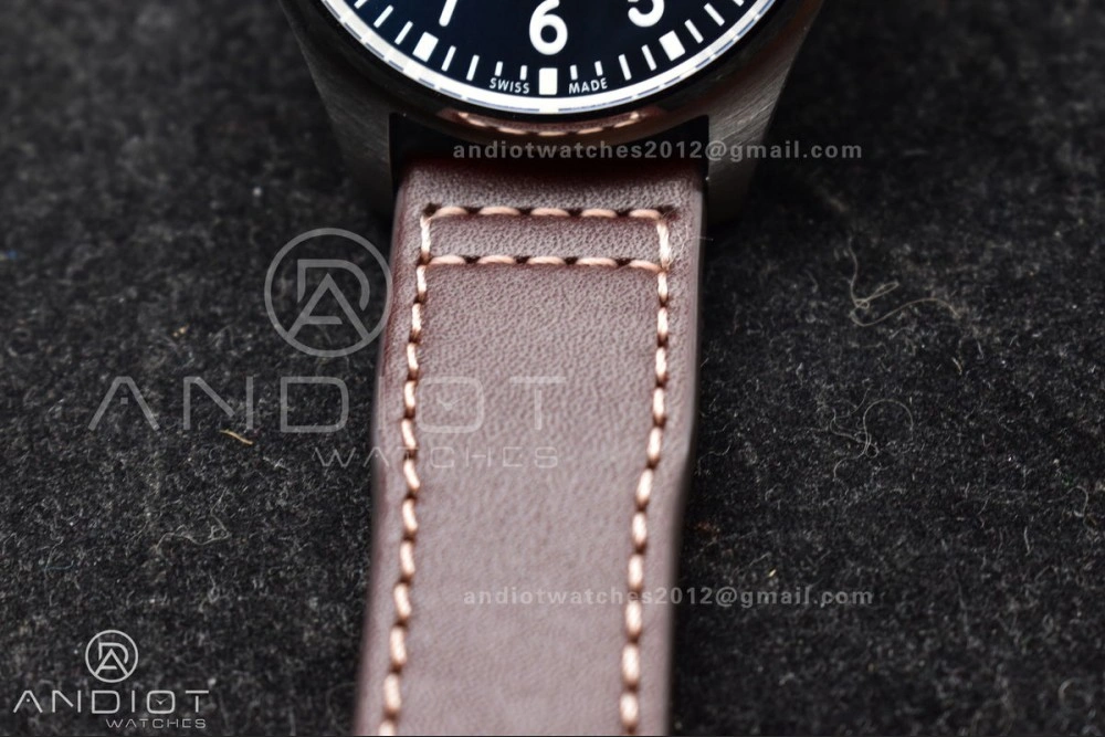 Mark XVIII IW327006 Titanium V7F 1:1 Best Edition BlueDial on Brown Leather Strap A2892