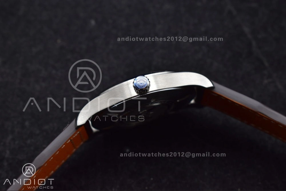 Mark XVIII IW327006 Titanium V7F 1:1 Best Edition BlueDial on Brown Leather Strap A2892