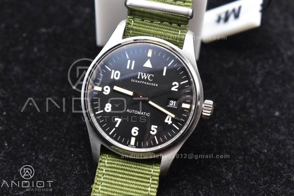 Mark XVIII “TRIBUTE TO MARK XI” IW327007 M+F 1:1 Best Edition Black Dial on Green Nylon Strap A35111