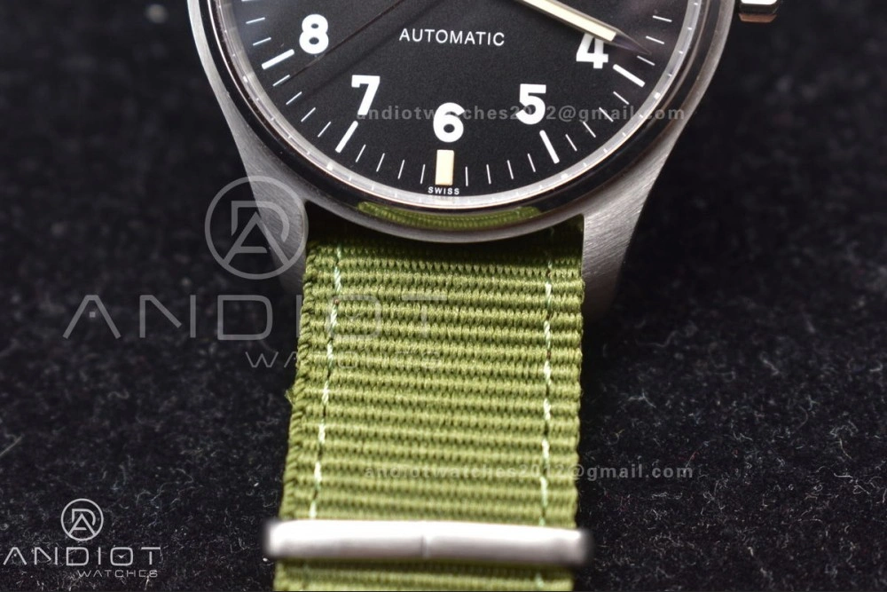 Mark XVIII “TRIBUTE TO MARK XI” IW327007 M+F 1:1 Best Edition Black Dial on Green Nylon Strap A35111