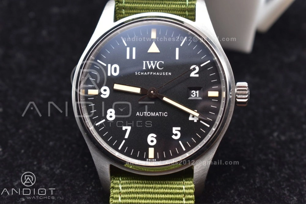 Mark XVIII “TRIBUTE TO MARK XI” IW327007 M+F 1:1 Best Edition Black Dial on Green Nylon Strap A35111