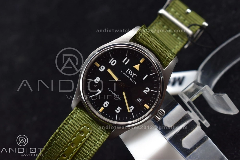 Mark XVIII “TRIBUTE TO MARK XI” IW327007 M+F 1:1 Best Edition Black Dial on Green Nylon Strap A35111