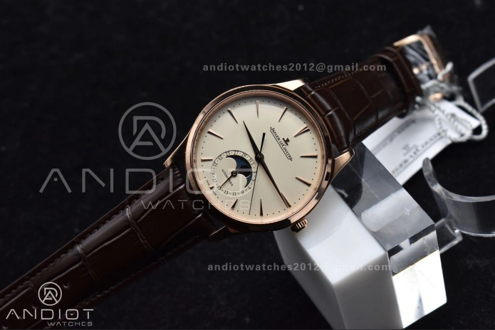 Master Ultra Thin Moon RG APSF 1:1 Best Edition White Dial on Brown Leather Strap SA925 Super Clone