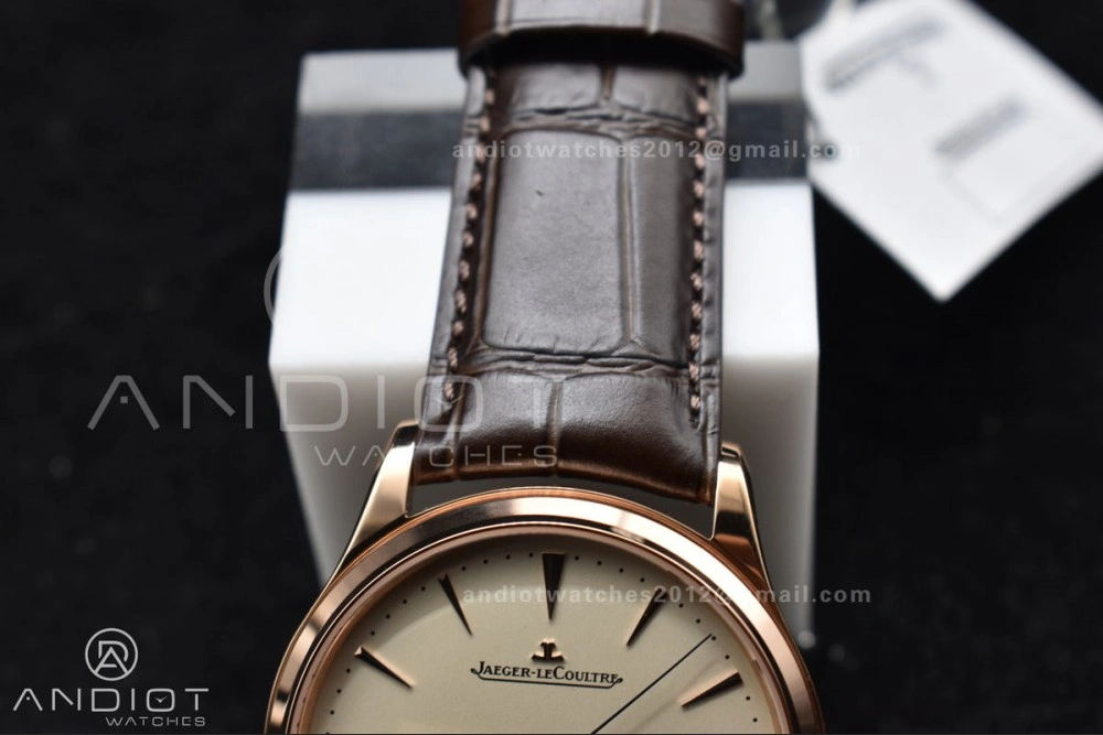 Master Ultra Thin Moon RG APSF 1:1 Best Edition White Dial on Brown Leather Strap SA925 Super Clone
