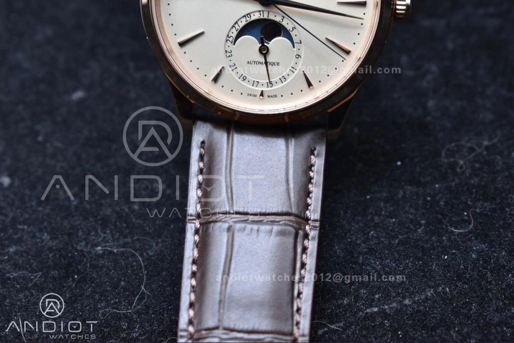 Master Ultra Thin Moon RG APSF 1:1 Best Edition White Dial on Brown Leather Strap SA925 Super Clone