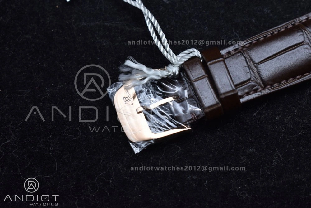 Master Ultra Thin Moon RG APSF 1:1 Best Edition White Dial on Brown Leather Strap SA925 Super Clone