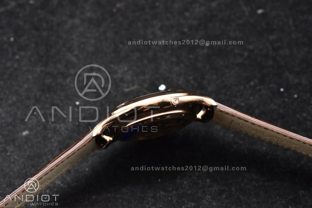 Master Ultra Thin Moon RG APSF 1:1 Best Edition White Dial on Brown Leather Strap SA925 Super Clone