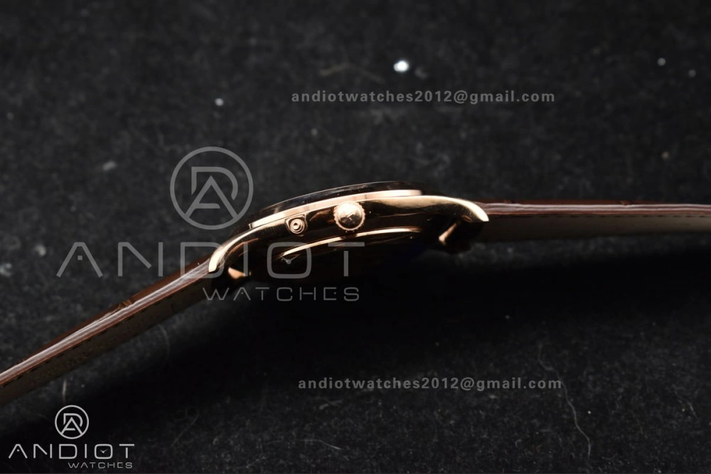 Master Ultra Thin Moon RG APSF 1:1 Best Edition White Dial on Brown Leather Strap SA925 Super Clone