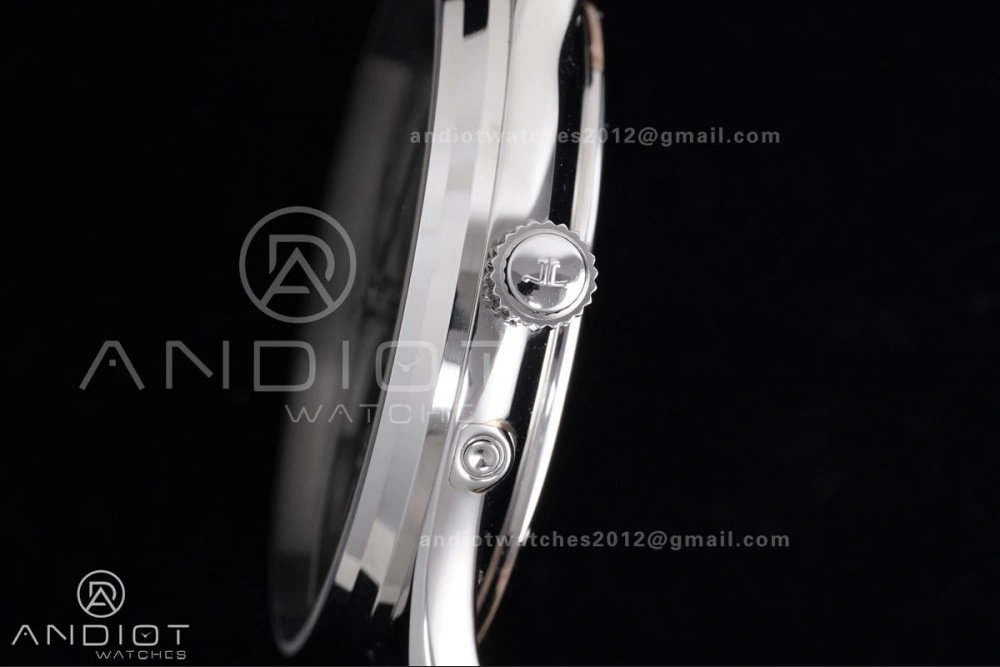 Master Ultra Thin Moon SS APSF 1:1 Best Edition Black Dial on Black Leather Strap SA925 Super Clone