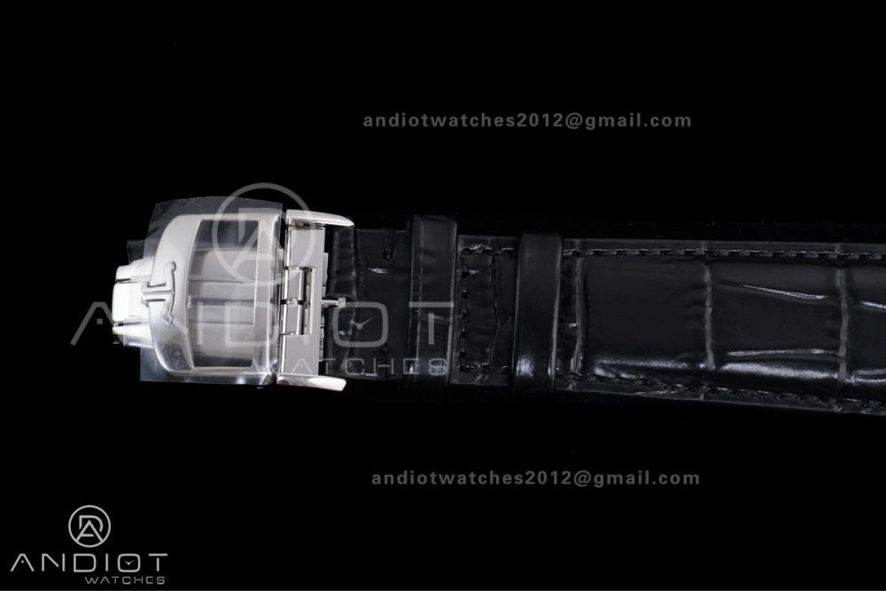 Master Ultra Thin Moon SS APSF 1:1 Best Edition Black Dial on Black Leather Strap SA925 Super Clone