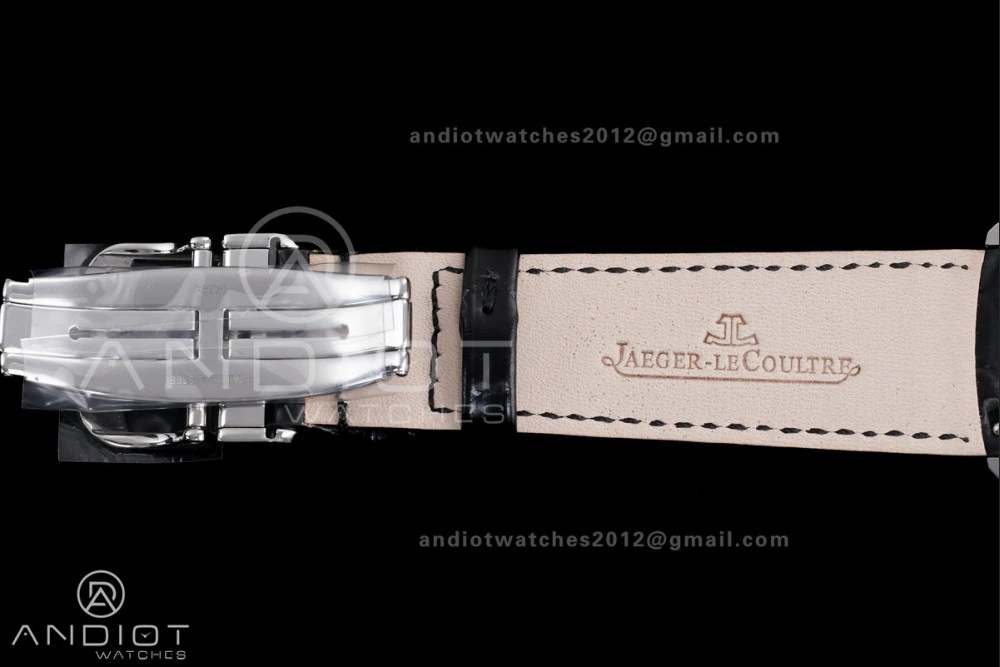 Master Ultra Thin Moon SS APSF 1:1 Best Edition Black Dial on Black Leather Strap SA925 Super Clone