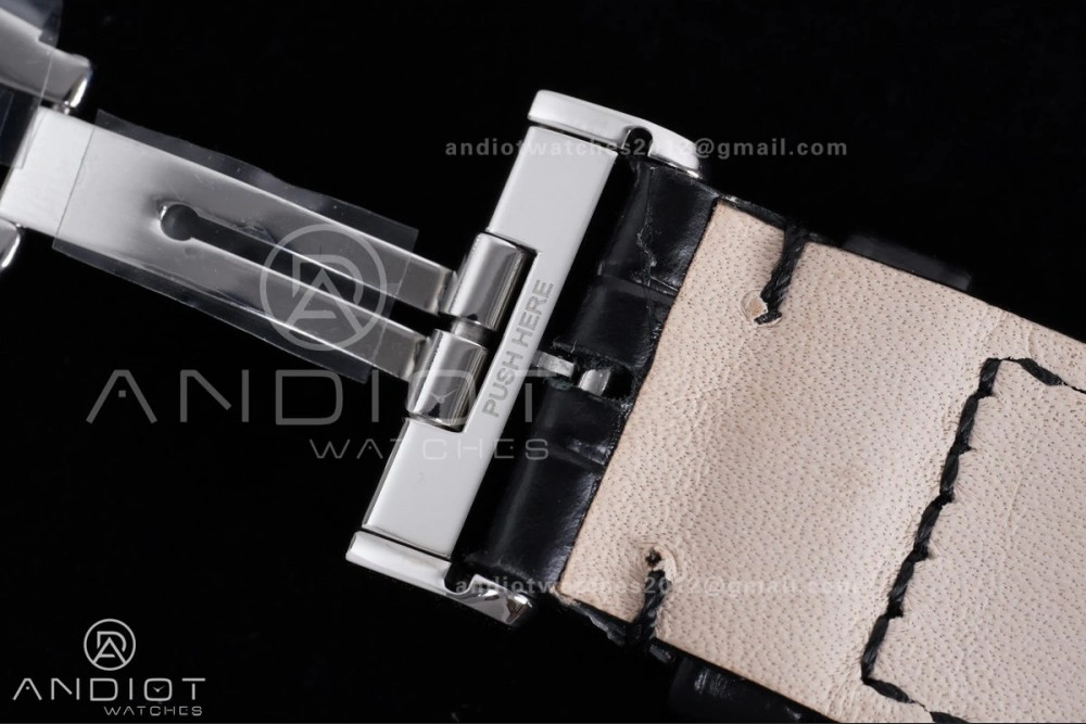 Master Ultra Thin Moon SS APSF 1:1 Best Edition Black Dial on Black Leather Strap SA925 Super Clone