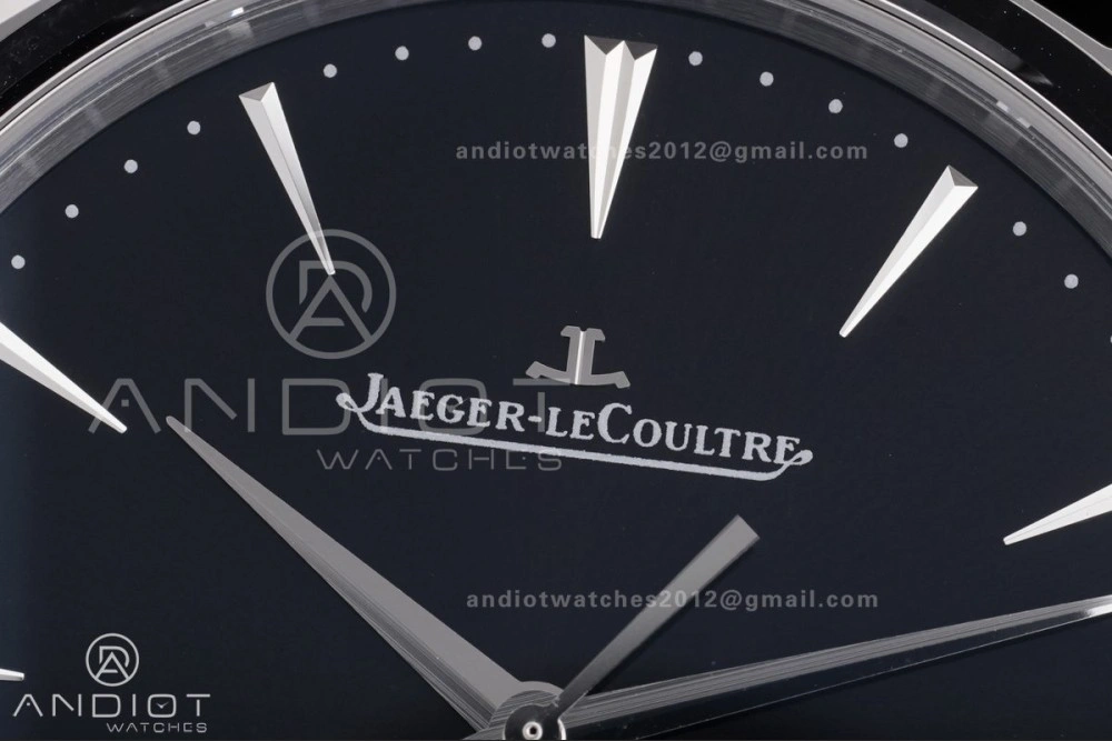 Master Ultra Thin Moon SS APSF 1:1 Best Edition Black Dial on Black Leather Strap SA925 Super Clone