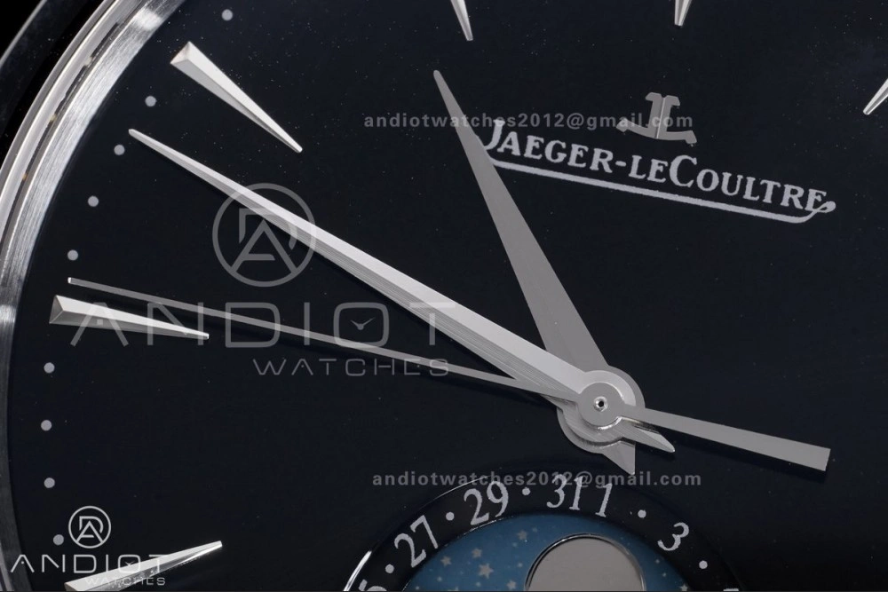 Master Ultra Thin Moon SS APSF 1:1 Best Edition Black Dial on Black Leather Strap SA925 Super Clone