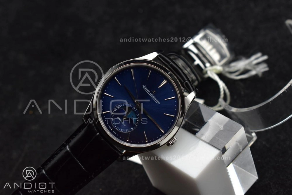 Master Ultra Thin Moon SS APSF 1:1 Best Edition Blue Dial on Black Leather Strap SA925 Super Clone