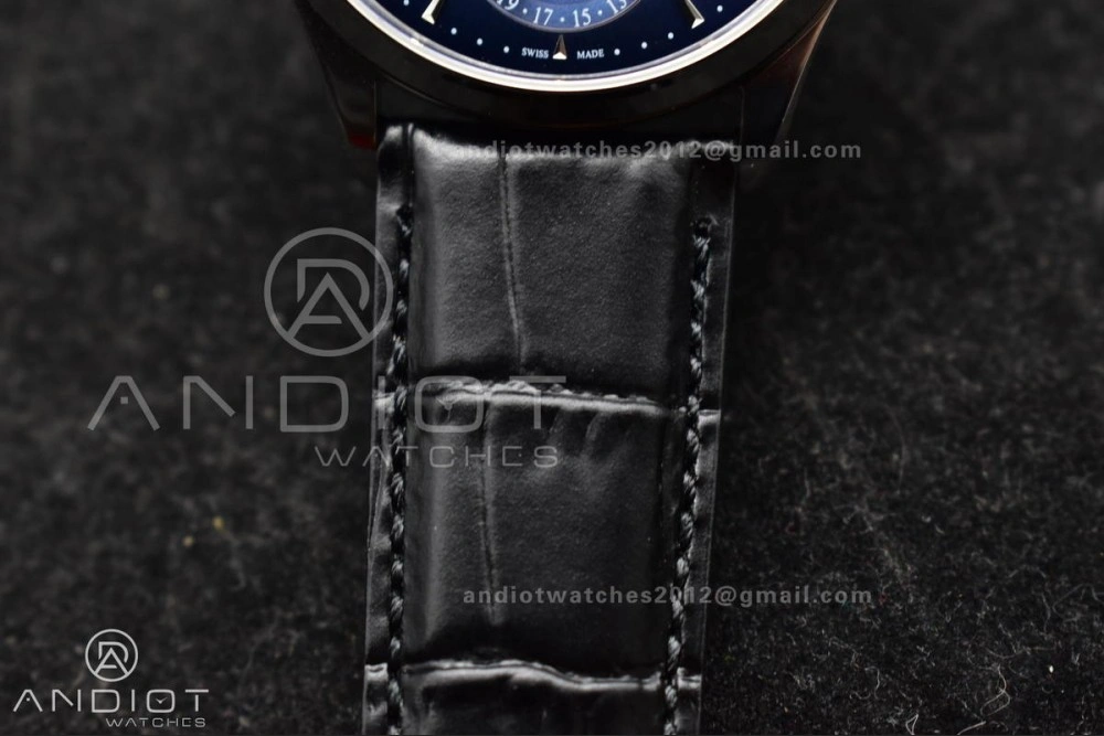 Master Ultra Thin Moon SS APSF 1:1 Best Edition Blue Dial on Black Leather Strap SA925 Super Clone