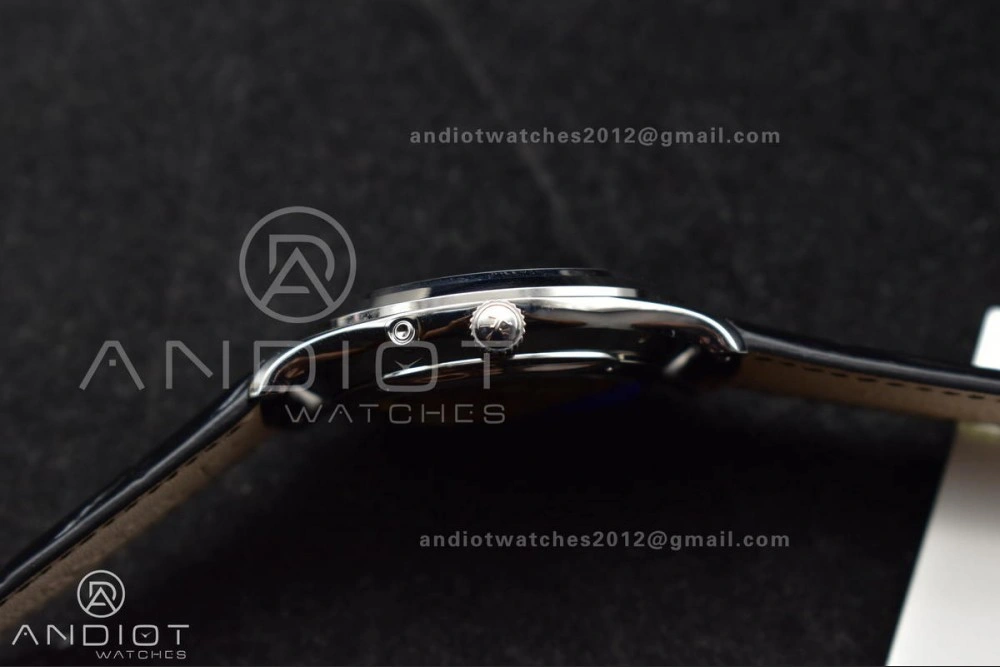 Master Ultra Thin Moon SS APSF 1:1 Best Edition Blue Dial on Black Leather Strap SA925 Super Clone