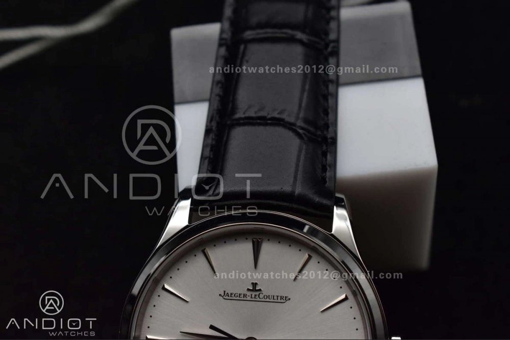 Master Ultra Thin Moon SS APSF 1:1 Best Edition Silver Dial on Black Leather Strap SA925 Super Clone