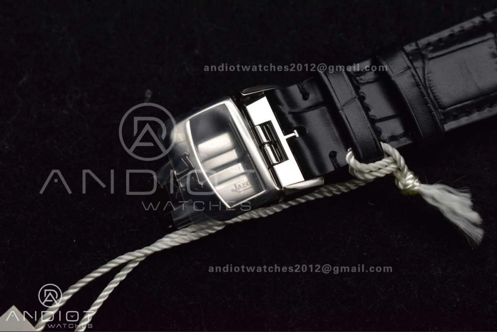 Master Ultra Thin Moon SS APSF 1:1 Best Edition Silver Dial on Black Leather Strap SA925 Super Clone