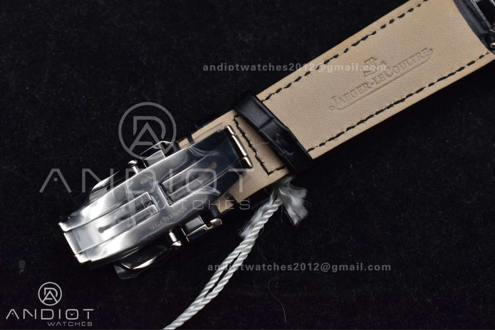 Master Ultra Thin Moon SS APSF 1:1 Best Edition Silver Dial on Black Leather Strap SA925 Super Clone