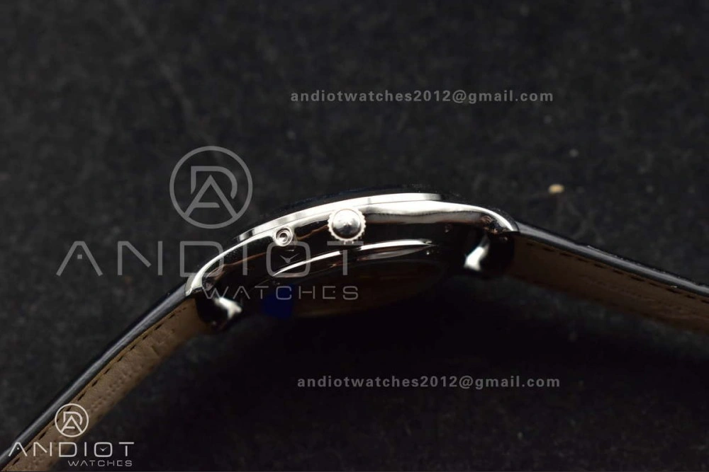 Master Ultra Thin Moon SS APSF 1:1 Best Edition Silver Dial on Black Leather Strap SA925 Super Clone