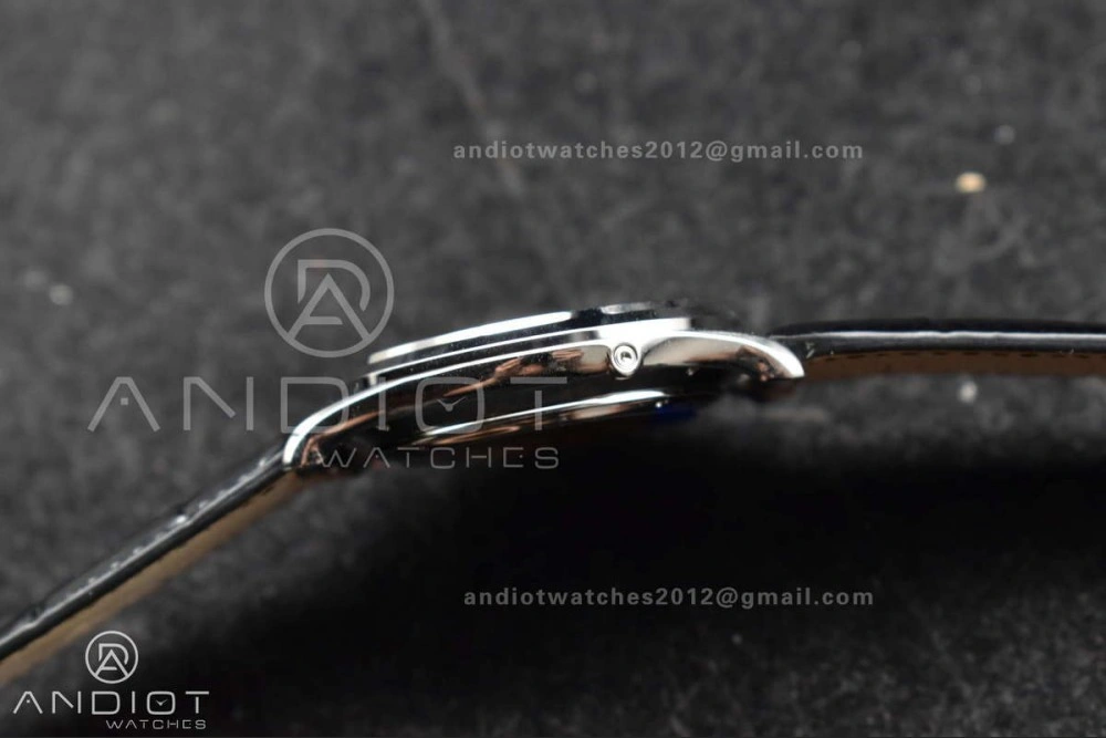 Master Ultra Thin Moon SS APSF 1:1 Best Edition Silver Dial on Black Leather Strap SA925 Super Clone